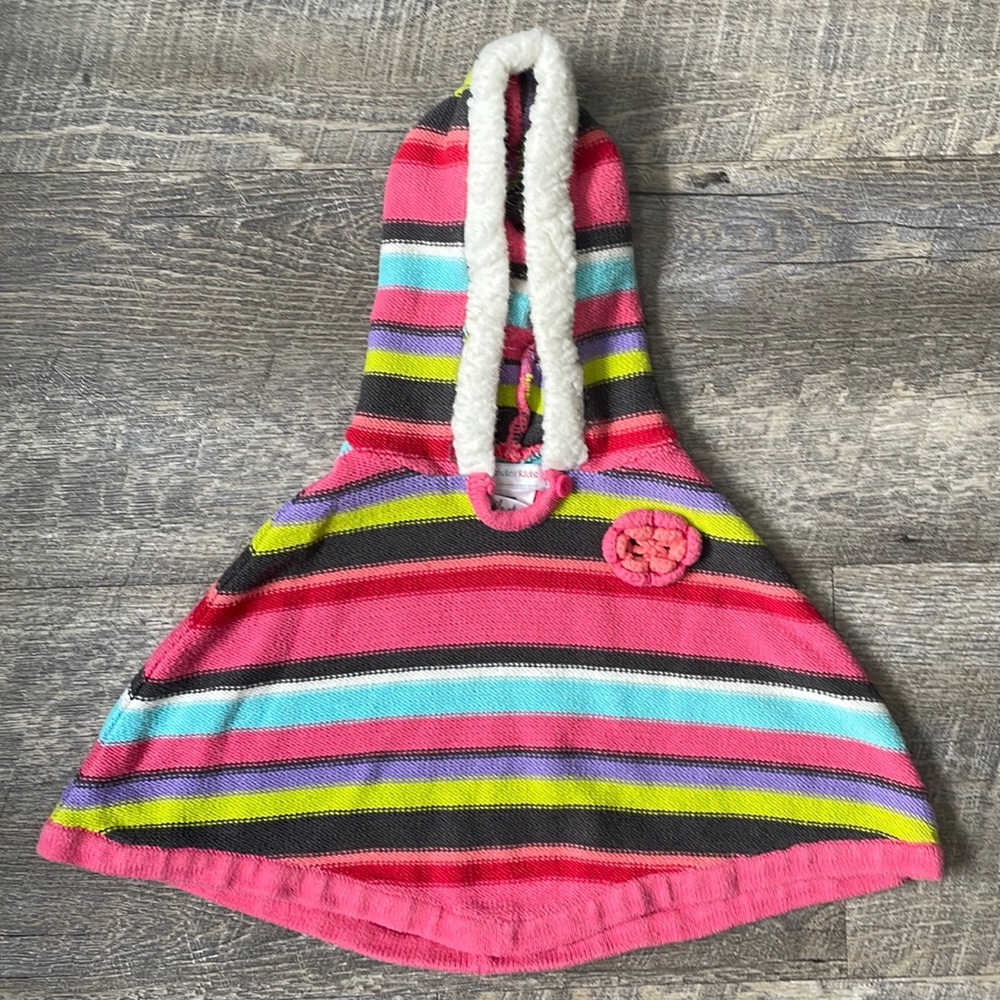 Wonder Kids | 18M Colorful Striped Poncho with a Hood